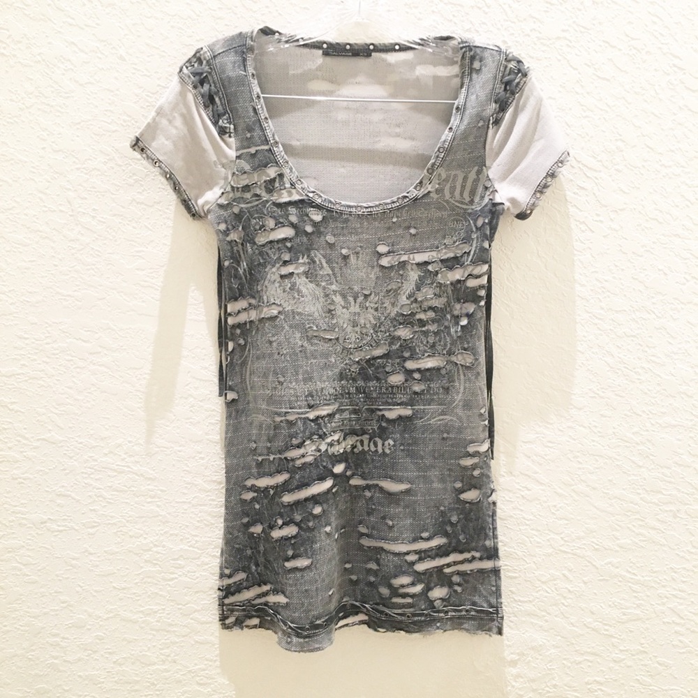 Salvage Tunic/Dress Distressed Graphic Tee